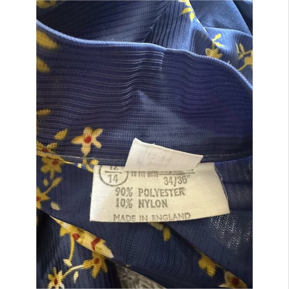 Vintage elegant blue floral kaftan kimono - Picture 4 of 4